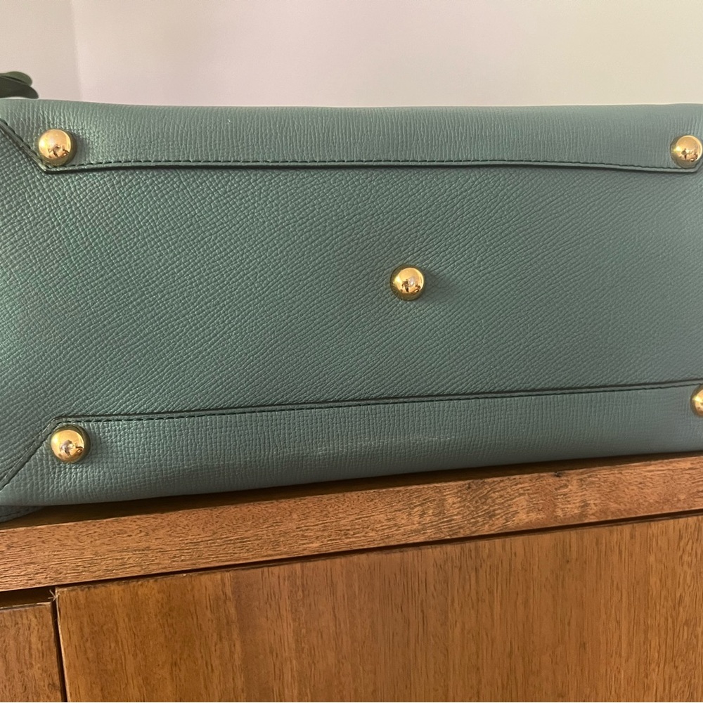 BURBERRY Teal Pebbled Leather Medium Tote - Picture 9 of 13
